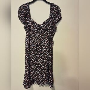 B.O.G Collective Flutter Sleeve Black Floral Mini Dress Size Large